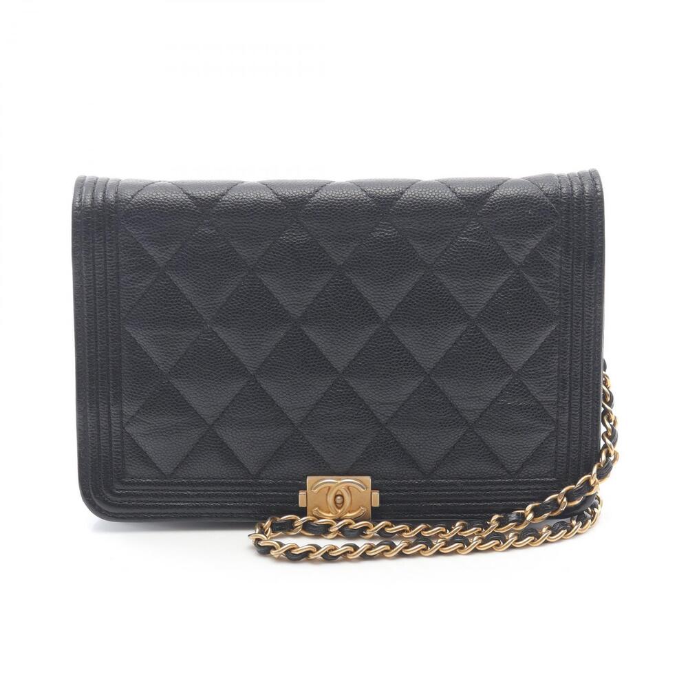 Chanel Boy Matelasse Shoulder Bag Calfskin Leather Black